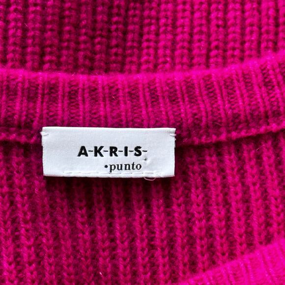AKRIS Punto Wool Cashmere Sweater Hot Pink Size US 12 Large - Picture 6 of 8